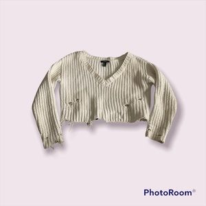 Cream/off white semi-cropped sweater with intentional holes!